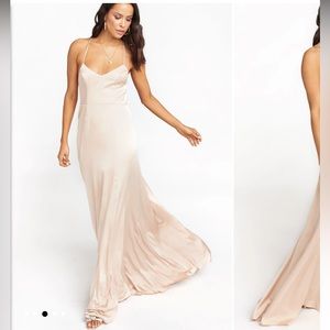 Show Me Your Mumu Godshaw Goddess Gown in Champagne Luxe Satin size medium.